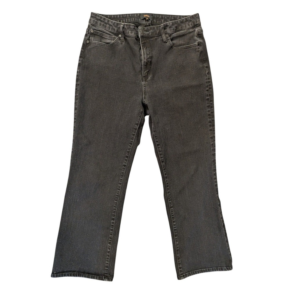 Quince Stretch High Rise Kick Flare Jeans Black Denim Pants Size 32 28 Inseam